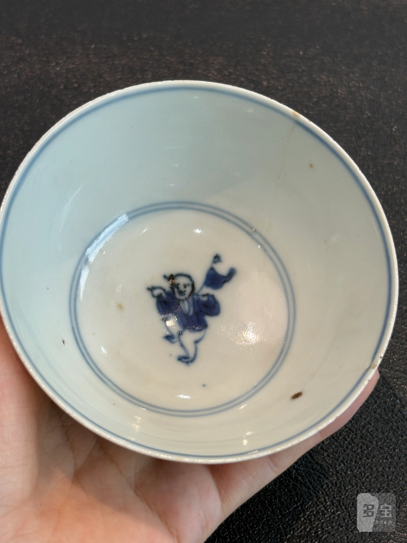 明晚期 青花婴戏图茶圆 - 图2